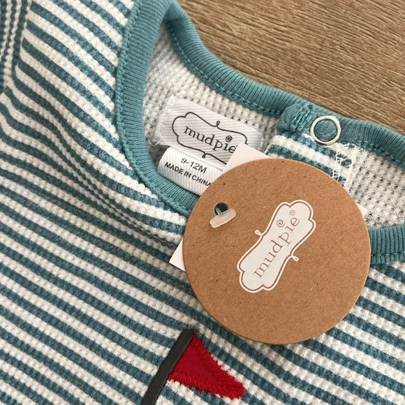 Mudpie Baby Boy Waffle Golf Romper Shortie 3-6 months - Picture 3 of 5